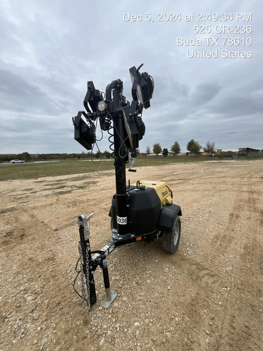 2022 Allmand NLV3GR (4) LED Light Fixture 350W, 23' Vertical Mast, 3kW Prime, Towable, ES Decals, T3