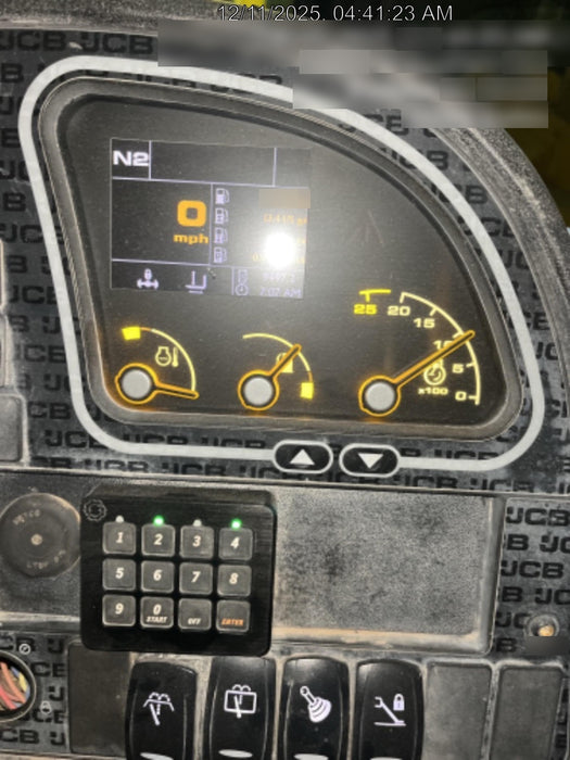 2019 JCB 512-56 74 HP w/CAB/HVAC, Beacon, Aux Hydraulics, Worklights, Solid Tires w/60" Carriage/Forks