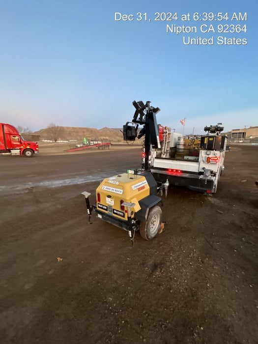 2022 Allmand NLV3GR (4) LED Light Fixture 350W, 23' Vertical Mast, 3kW Prime, Towable, Deep Sea L401, Leveling Jacks, Yanmar T4F 5.8hp