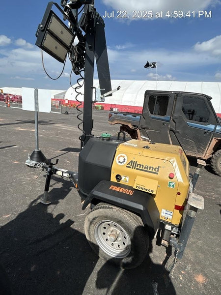 2022 Allmand NLV3GR (4) LED Light Fixture 350W, 23' Vertical Mast, 3kW Prime, Towable, ES Decals, T3