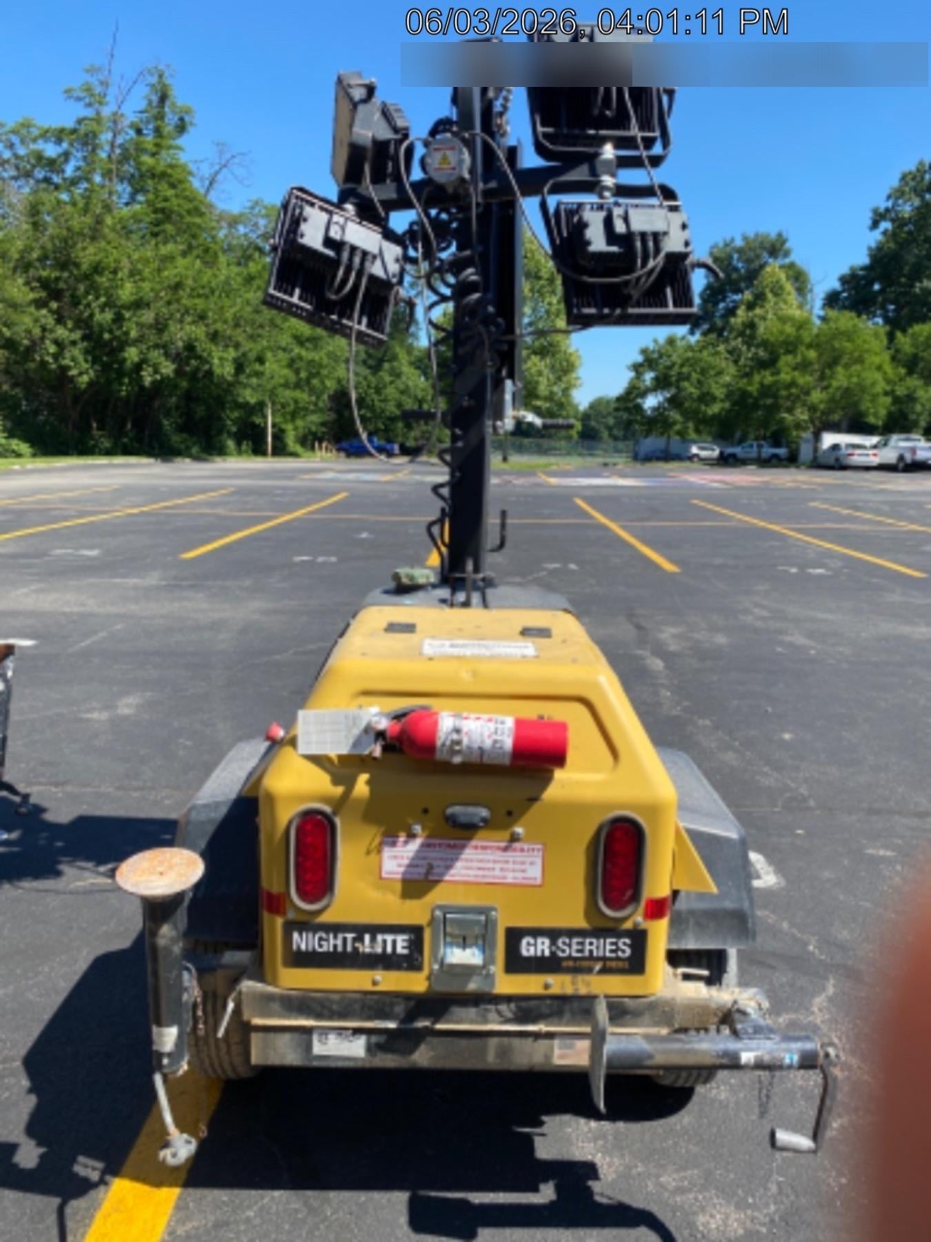 2022 Allmand NLV3GR (4) LED Light Fixture 350W, 23' Vertical Mast, 3kW Prime, Towable, ES Decals, T3