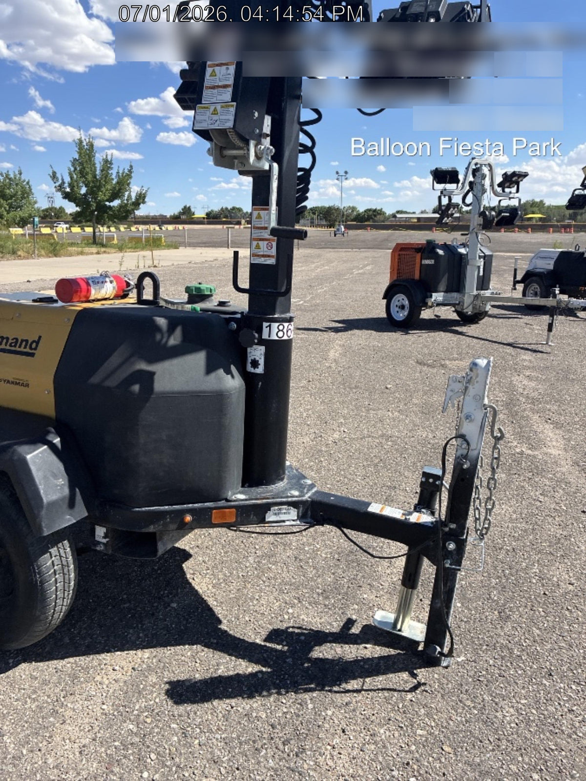 Allmand NLV3GR (4) LED Light Fixture 350W, 23' Vertical Mast, 3kW Prime, Towable, Deep Sea L401, Leveling Jacks, Yanmar T4F 5.8hp