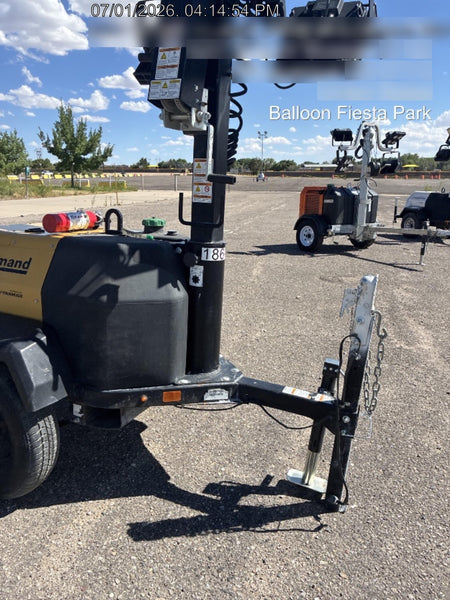 Allmand NLV3GR (4) LED Light Fixture 350W, 23' Vertical Mast, 3kW Prime, Towable, Deep Sea L401, Leveling Jacks, Yanmar T4F 5.8hp