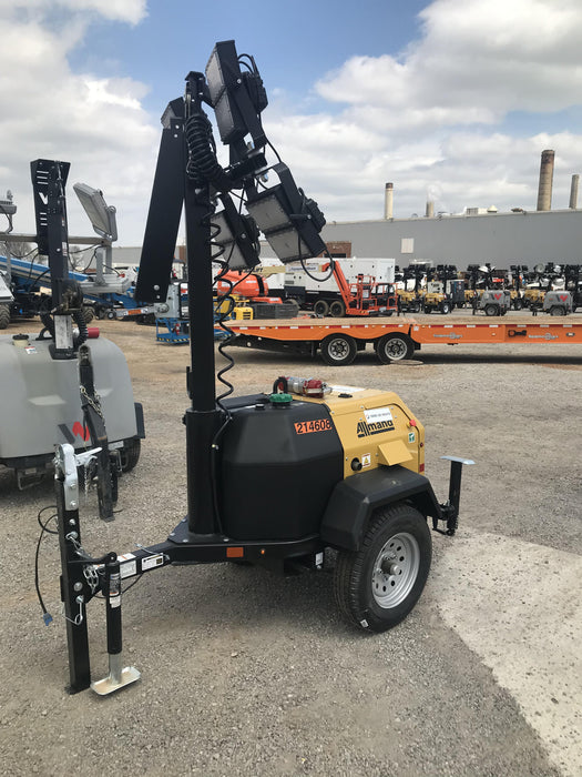 2022 Allmand NLV3GR (4) LED Light Fixture 350W, 23' Vertical Mast, 3kW Prime, Towable, Deep Sea L401, Leveling Jacks, Yanmar T4F 5.8hp