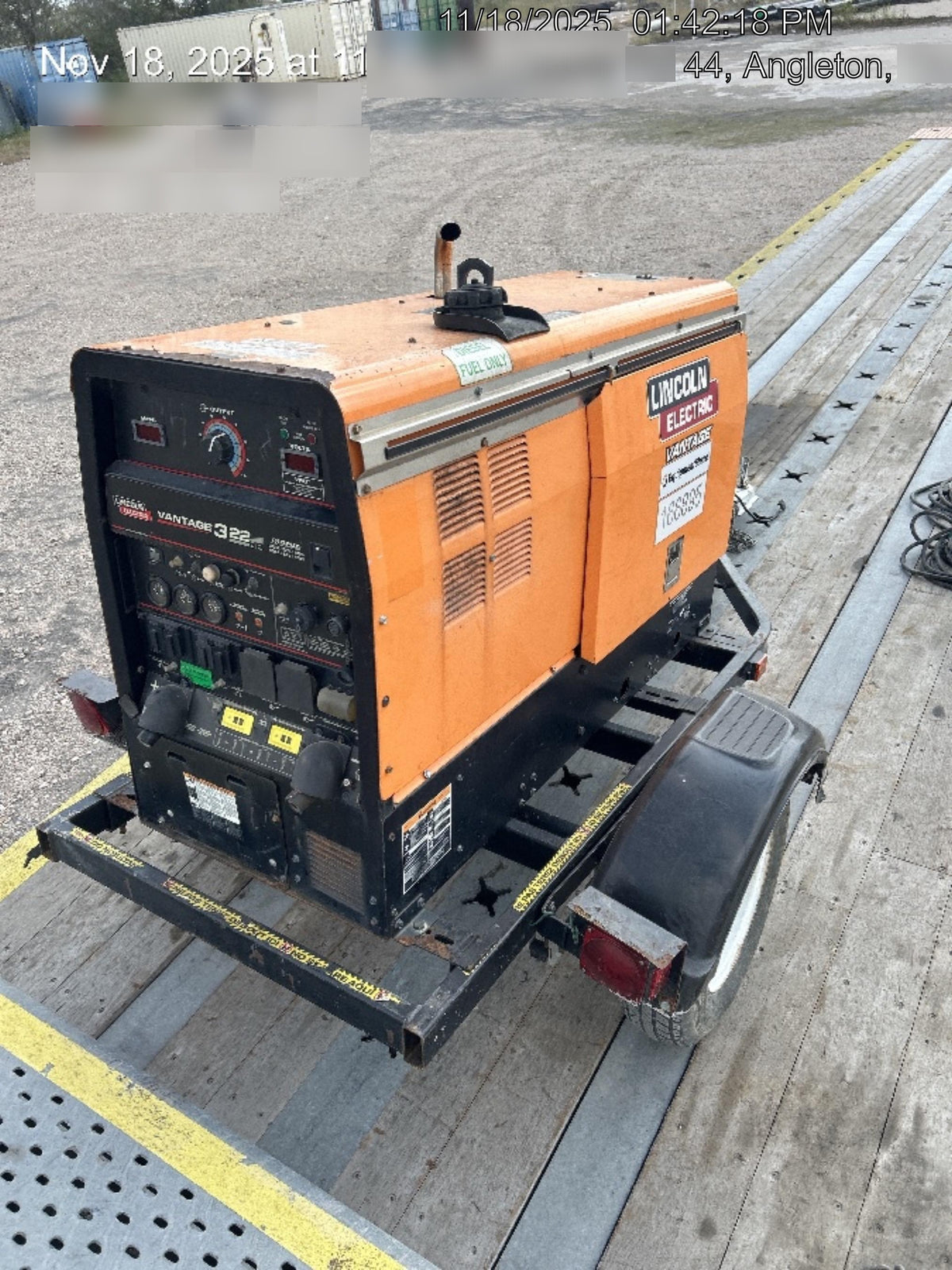 2021 Lincoln Electric Vantage 322 Vantage 322 Ready Pak 3 w/ Decals, ORANGE (includes trailer, cable rack, fender light kit) NO Telematics