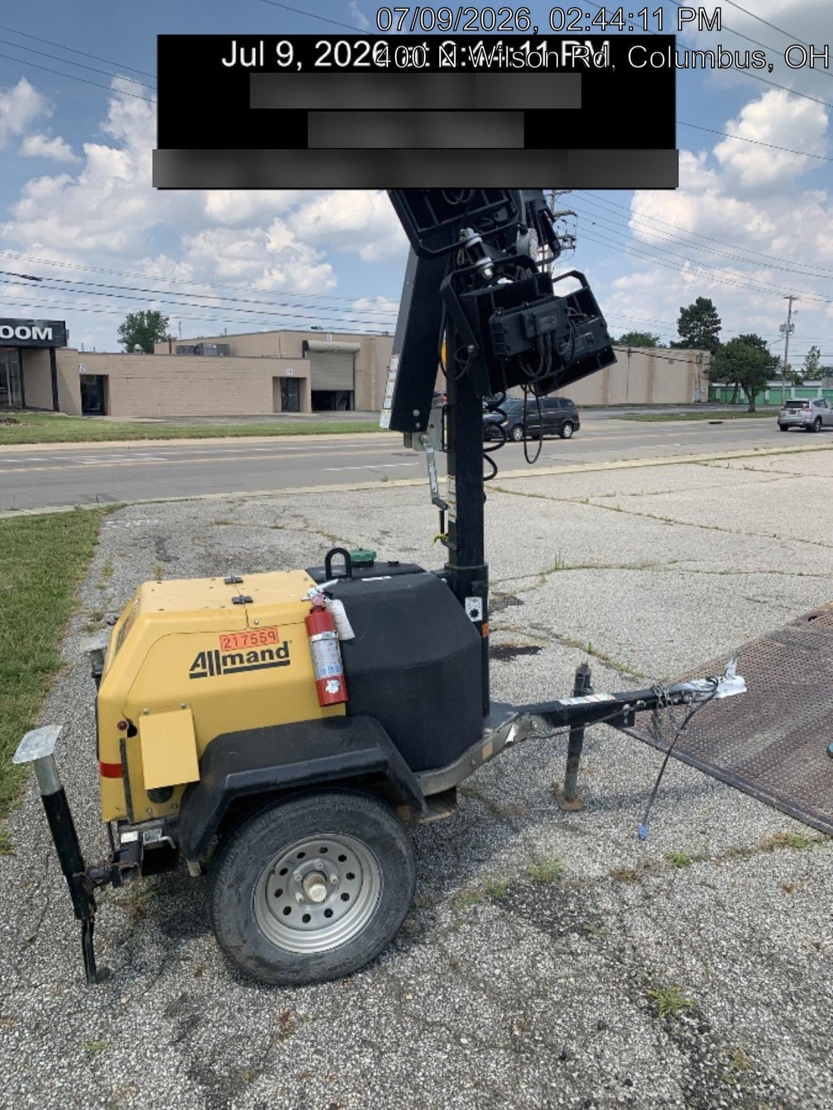 2022 Allmand NLV3GR (4) LED Light Fixture 350W, 23' Vertical Mast, 3kW Prime, Towable, Deep Sea L401, Leveling Jacks, Yanmar T4F 5.8hp