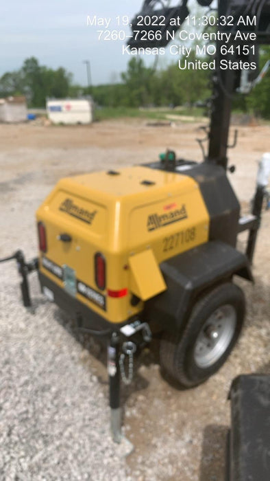 2022 Allmand NLV3GR (4) LED Light Fixture 350W, 23' Vertical Mast, 3kW Prime, Towable, Deep Sea L401, Leveling Jacks, Yanmar T4F 5.8hp