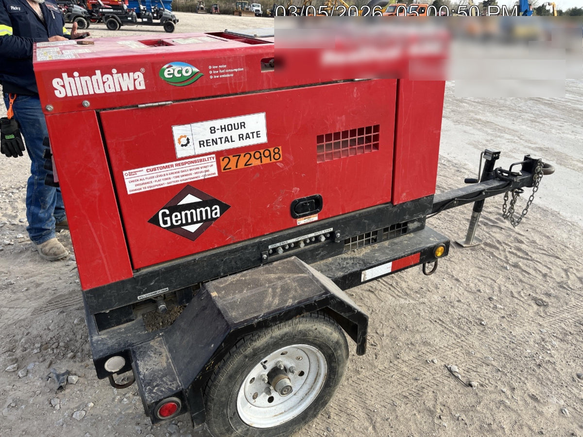 2022 Shindaiwa DGW400MDL Kubota D902 Engine, 23 HP, Dual Op Welder, Wire, Arc, Droop Stick, Tig, and CC Stick Functionality, Simulphase, 3 Phase and 1 Phase Gen Output, Single Axle NB Trlr, Slr Trckl Chrg 12V 12W, Fire Ext
