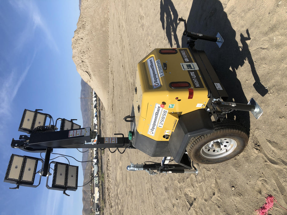 2021 Allmand NLV3GR (4) LED Light Fixture 350W, 23' Vertical Mast, 3kW Prime, Towable, Deep Sea L401, Leveling Jacks, Yanmar T4F 5.8hp