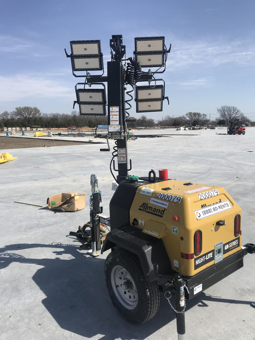 2022 Allmand NLV3GR (4) LED Light Fixture 350W, 23' Vertical Mast, 3kW Prime, Towable, Deep Sea L401, Leveling Jacks, Yanmar T4F 5.8hp