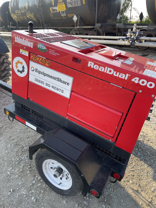 2022 Shindaiwa DGW400MDL Kubota D902 Engine, 23 HP, Dual Op Welder, Wire, Arc, Droop Stick, Tig, and CC Stick Functionality, Simulphase, 3 Phase and 1 Phase Gen Output, Single Axle NB Trlr, Slr Trckl Chrg 12V 12W, Fire Ext