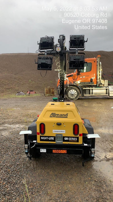 2022 Allmand NLV3GR (4) LED Light Fixture 350W, 23' Vertical Mast, 3kW Prime, Towable, Deep Sea L401, Leveling Jacks, Yanmar T4F 5.8hp