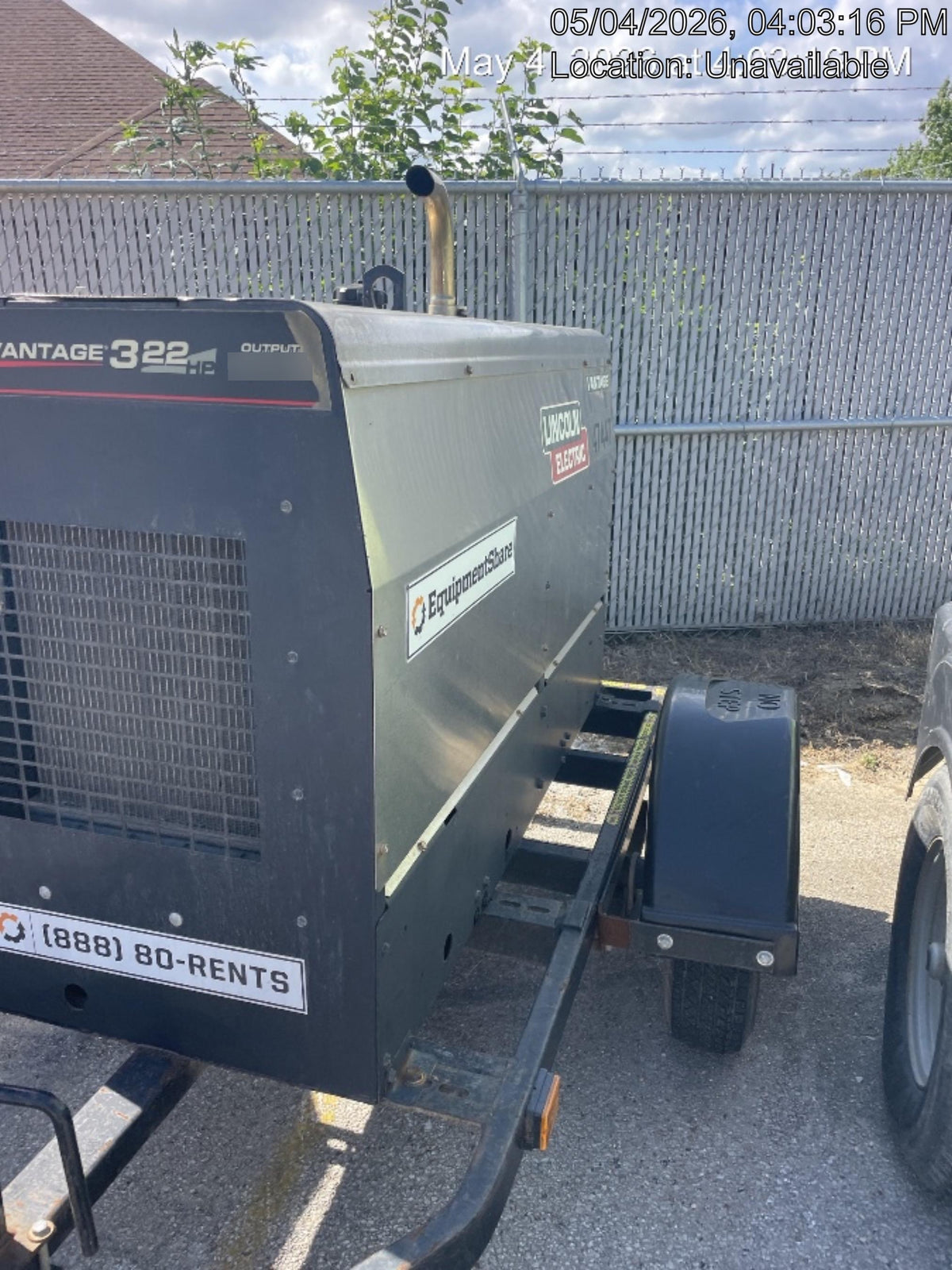 2019 Lincoln Electric Vantage 322 Ready-Pak 3, Two Wheel Trailer, Fender and Light Kit, Cable Rack