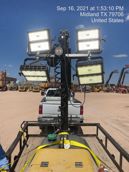 2021 Allmand NLV3GR (4) LED Light Fixture 350W, 23' Vertical Mast, 3kW Prime, Towable, Deep Sea L401, Leveling Jacks, Yanmar T4F 5.8hp