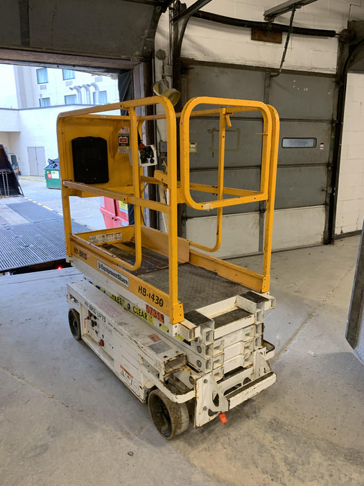 Custom Equipment HB-1430 Hy-Brid Scissor Lift
Platform capacity up to 670 lbs
Working height up to 20 ft
Weighs under 1,700 lbs
Non-marking wheels