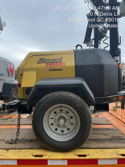 2022 Allmand NLV3GR (4) LED Light Fixture 350W, 23' Vertical Mast, 3kW Prime, Towable