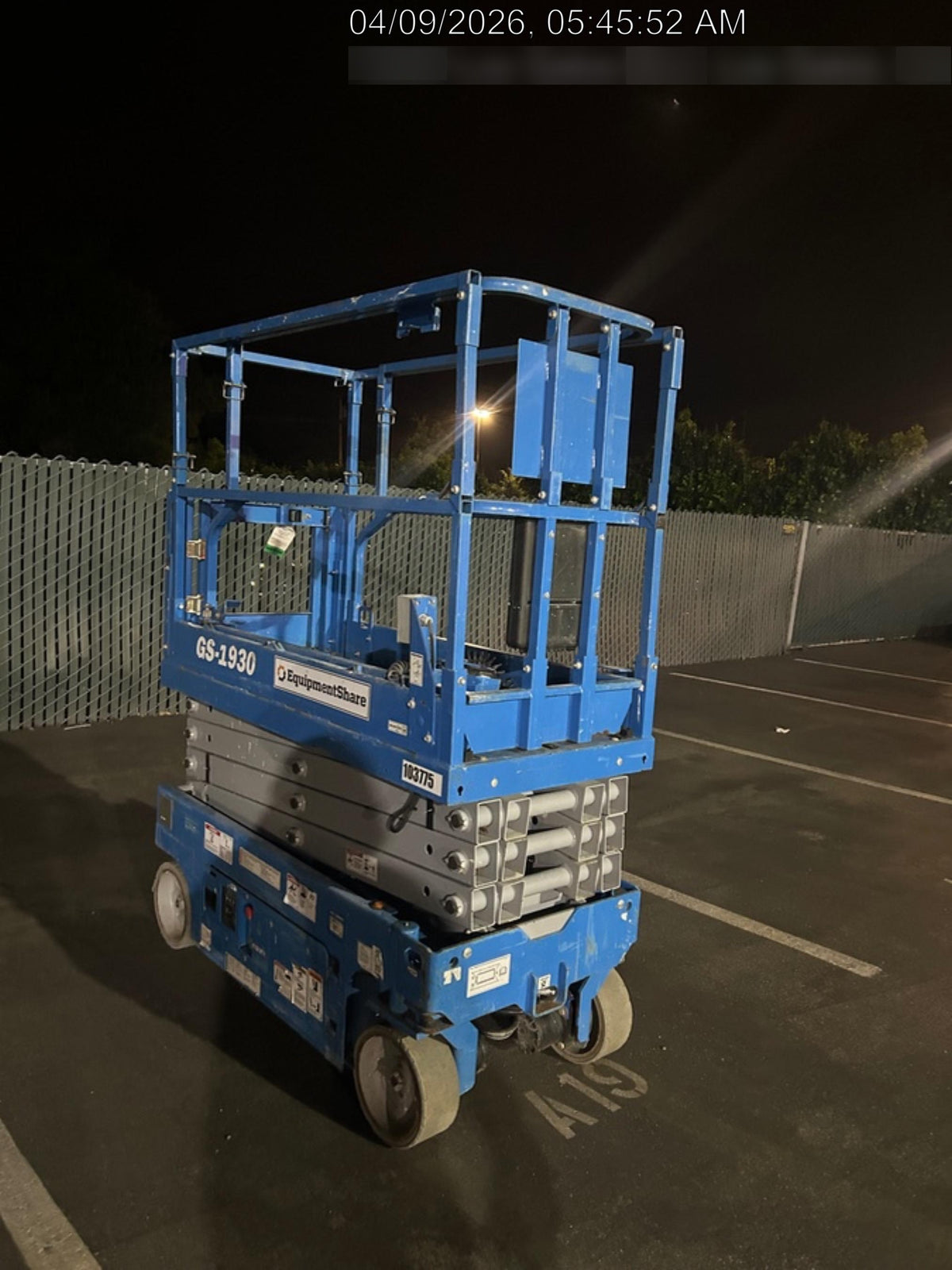 2020 Genie GS-1930 Solid Non Marking Tires, Beacon, Folding rails with half height swing gate, 800W Inverter
