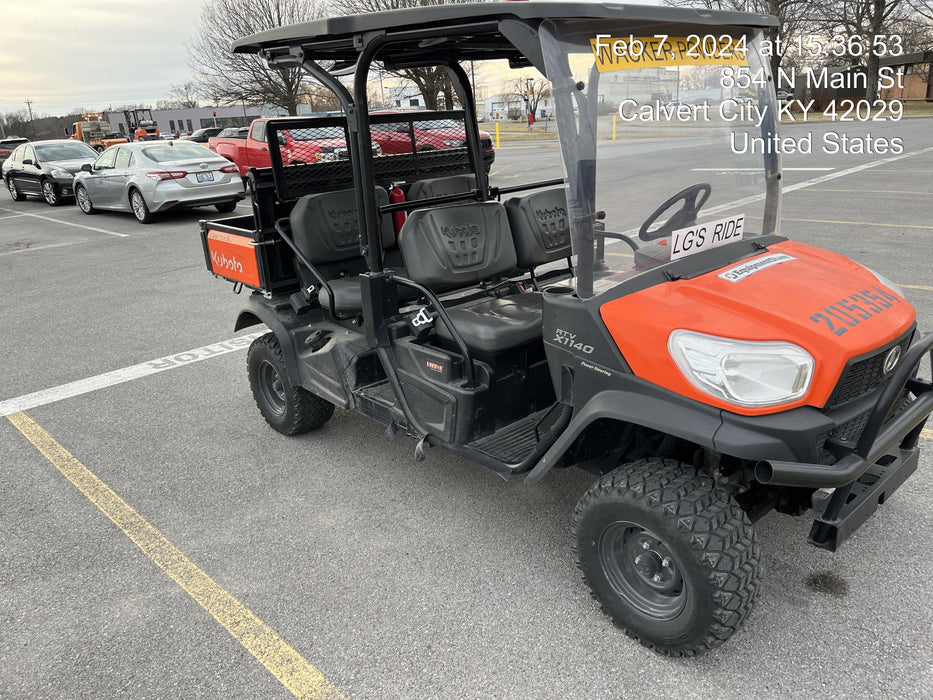 2022 Kubota RTV-X1140W-H Plastic Canopy, Windshield Acrylic Clear, LED Strobe Light, Wire Harness Kit, Back up Alarm
