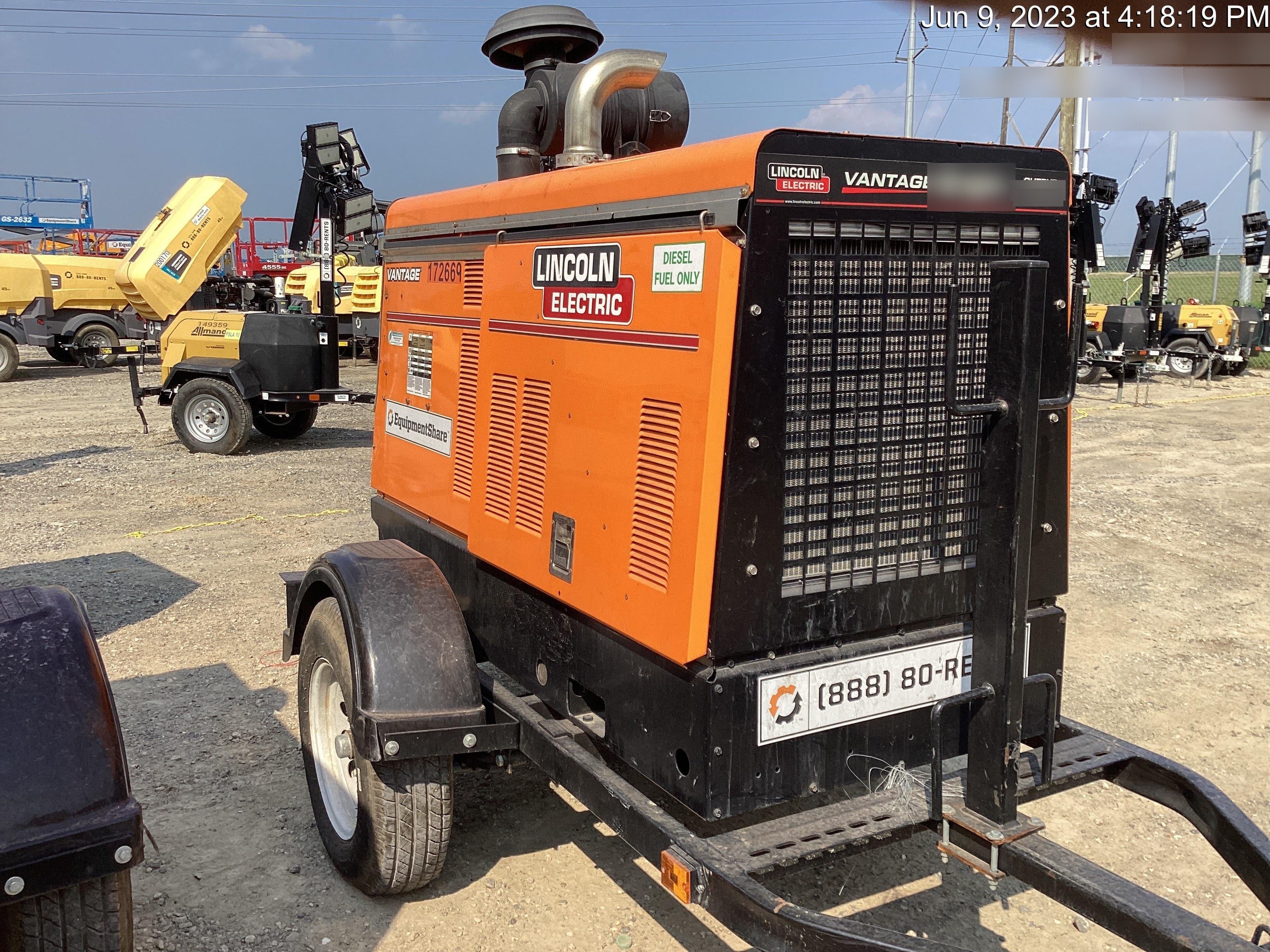 2021 Lincoln Electric Vantage 549X Ready Pak 3, ORANGE (includes trailer, cable rack, fender light kit)
