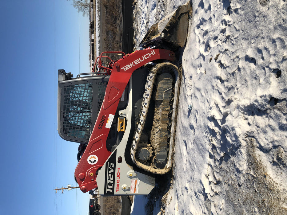 2019 Takeuchi TL12V2C ROPS/FOPS Cab, Heat/AC, Defroster, Rubber Tracks, Back-up Alarm, Front & Rear Working Lights, Auxiliary Hydraulics, Two-Speed Travel, Electronic Monitoring System, Hydraulic Universal Quick Hitch w/80" HD Dirt Bucket with 9 Teeth 24.0 cu.ft. Capacity