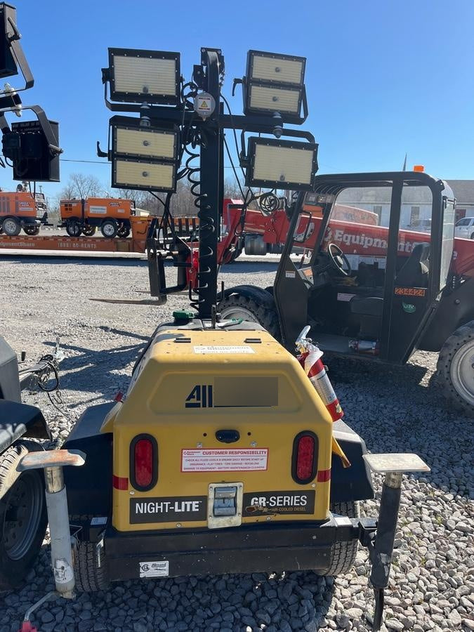 2021 Allmand NLV3GR (4) LED Light Fixture 350W, 23' Vertical Mast, 3kW Prime, Towable, Deep Sea L401, Leveling Jacks, Yanmar T4F 5.8hp