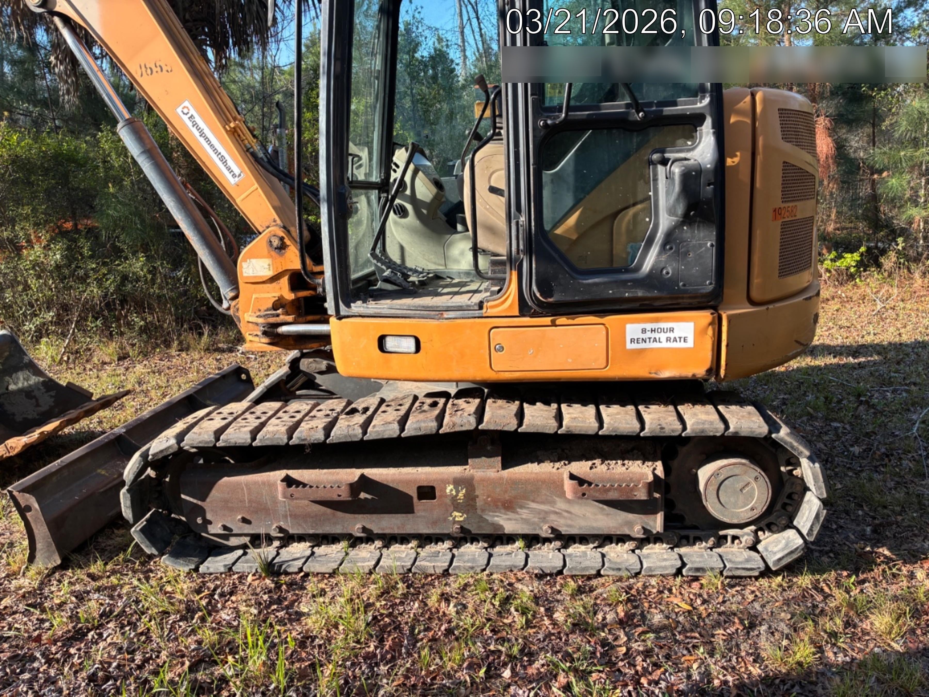 2015 Case CX80C CLOSED CAB, A/C, RUBBER TRACKS PADS, 7'-2" ARM