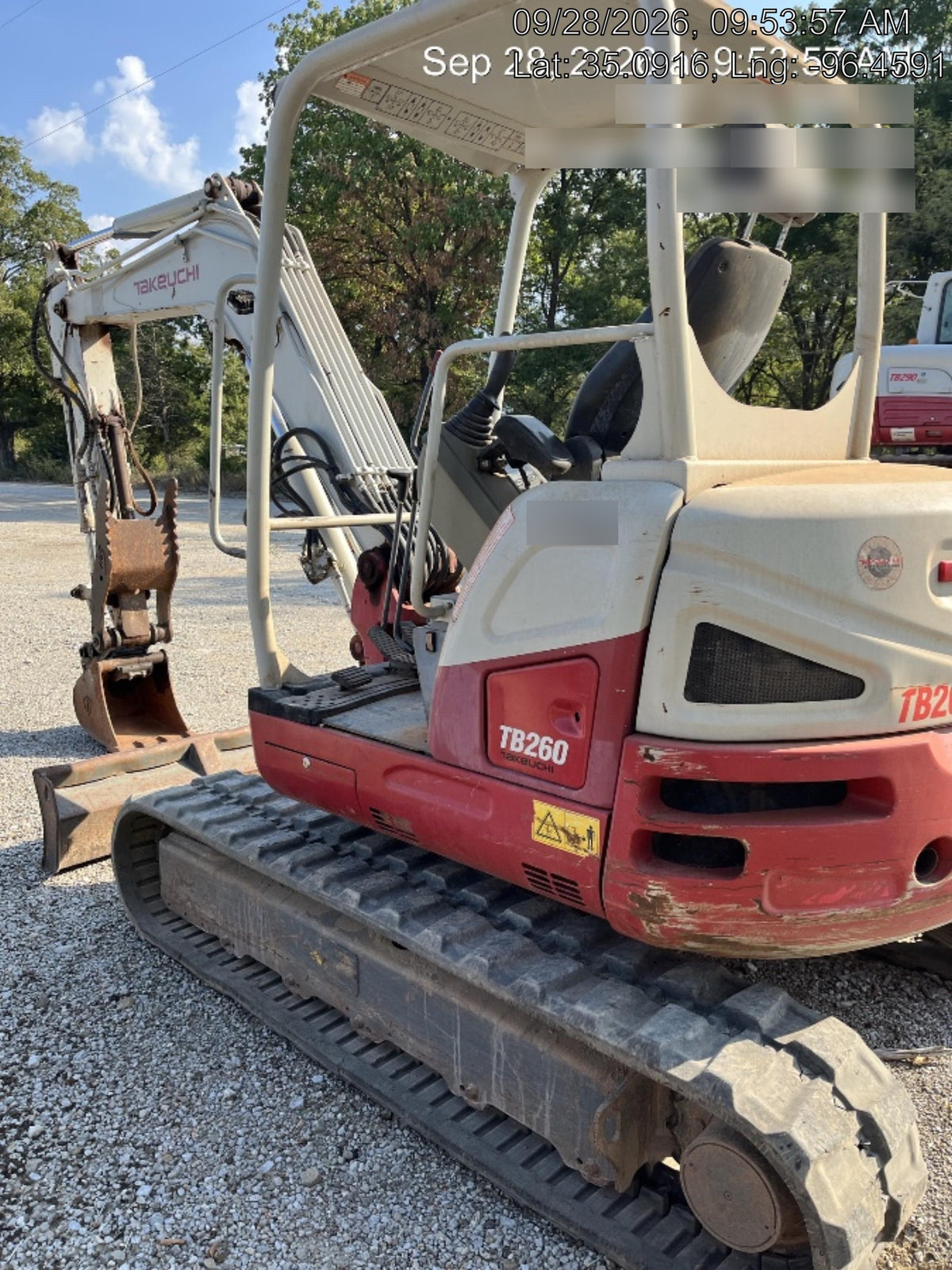 2019 Takeuchi TB260 Takeuchi TB260 Canopy w/Rubber Tracks, Auxiliary Hydraulics, Standard Blade, Manual QC