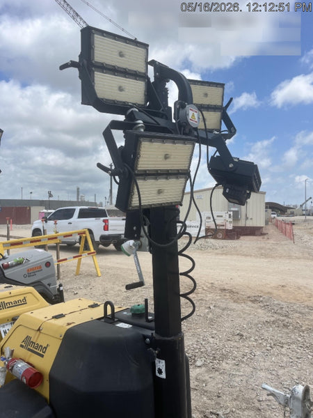 2022 Allmand NLV3GR (4) LED Light Fixture 350W, 23' Vertical Mast, 3kW Prime, Towable, Deep Sea L401, Leveling Jacks, Yanmar T4F 5.8hp