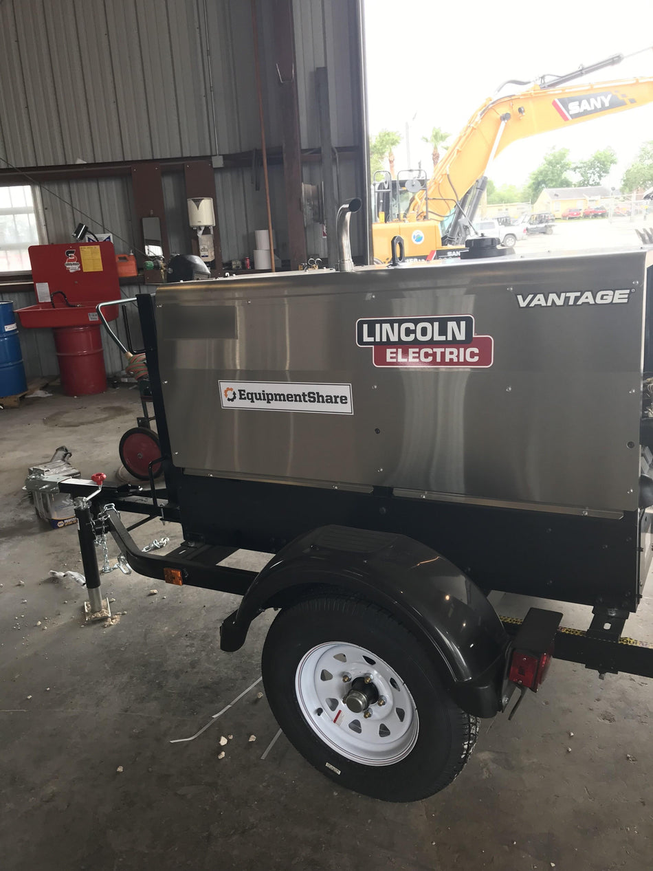 2019 Lincoln Electric Vantage 322 Welder Ready-Pak 3, Two wheel trailer, Fender and Light kit, Cable Rack