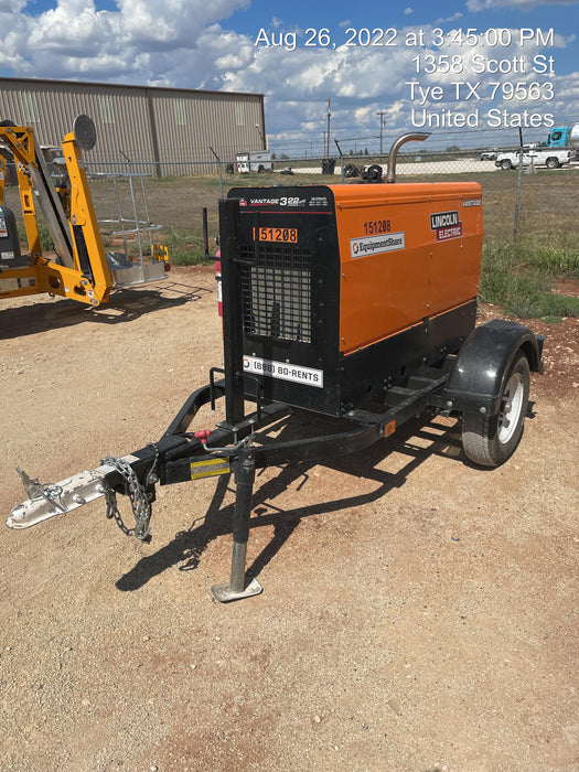 2021 Lincoln Electric Vantage 322 Vantage 322 Ready Pak 3 w/ Telematics & Decals, ORANGE (includes trailer, cable rack, fender light kit)