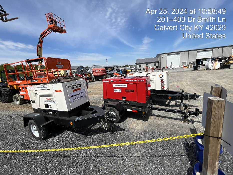 2023 Shindaiwa DGW400MDL Kubota D902 Engine, 23 HP, Dual Op Welder, Wire, Arc, Droop Stick, Tig, and CC Stick Functionality, Simulphase, 3 Phase and 1 Phase Gen Output, Single Axle NB Trlr, Slr Trckl Chrg 12V 12W, Fire Ext