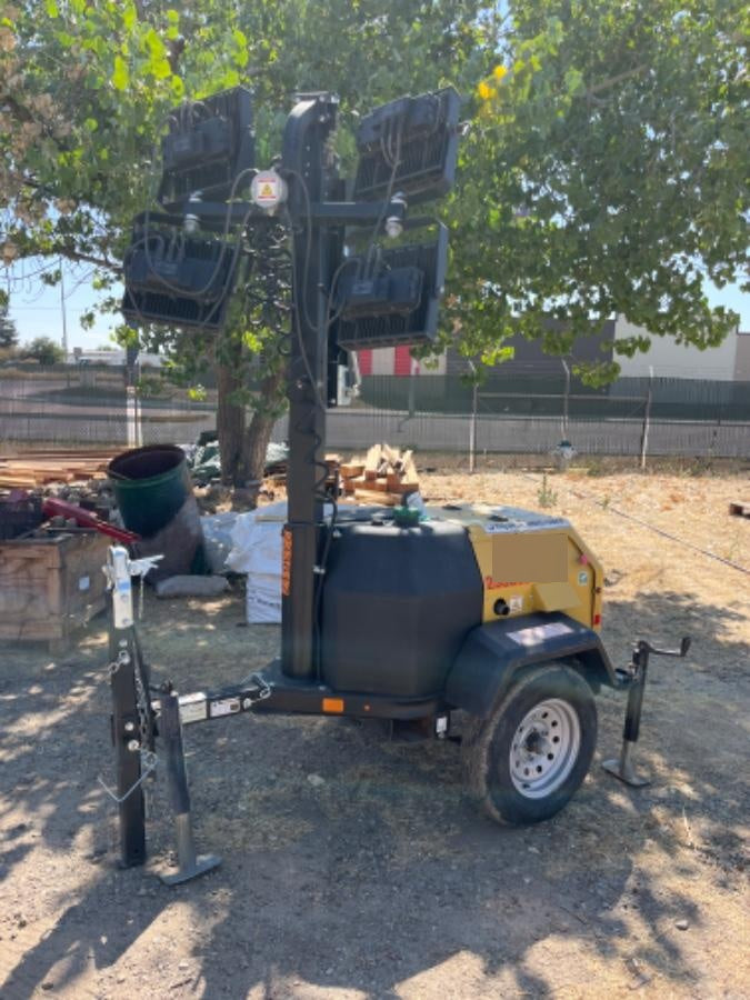 2022 Allmand NLV3GR (4) LED Light Fixture 350W, 23' Vertical Mast, 3kW Prime, Towable, Deep Sea L401, Leveling Jacks, Yanmar T4F 5.8hp