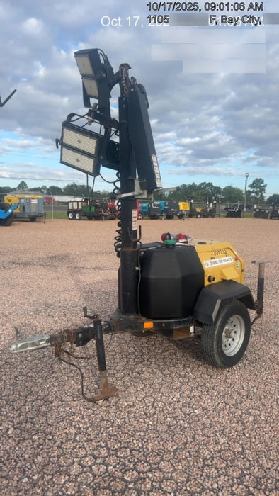 2022 Allmand NLV3GR (4) LED Light Fixture 350W, 23' Vertical Mast, 3kW Prime, Towable, Deep Sea L401, Leveling Jacks, Yanmar T4F 5.8hp