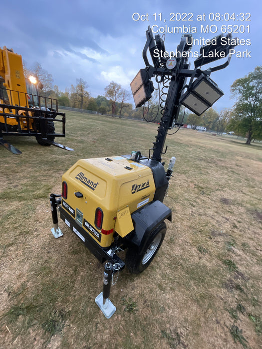 2022 Allmand NLV3GR (4) LED Light Fixture 350W, 23' Vertical Mast, 3kW Prime, Towable, ES Decals, T3