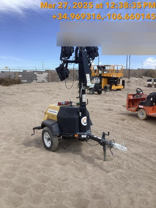 Allmand NLV3GR (4) LED Light Fixture 350W, 23' Vertical Mast, 3kW Prime, Towable, Deep Sea L401, Leveling Jacks, Yanmar T4F 5.8hp