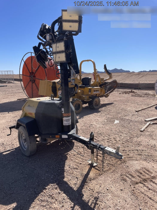 2022 Allmand NLV3GR (4) LED Light Fixture 350W, 23' Vertical Mast, 3kW Prime, Towable, Deep Sea L401, Leveling Jacks, Yanmar T4F 5.8hp