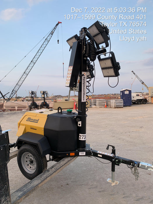 2022 Allmand NLV3GR (4) LED Light Fixture 350W, 23' Vertical Mast, 3kW Prime, Towable, ES Decals, T3