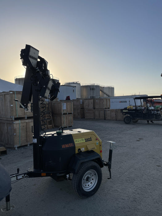 Allmand NLV3GR (4) LED Light Fixture 350W, 23' Vertical Mast, 3kW Prime, Towable, Deep Sea L401, Leveling Jacks, Yanmar T4F 5.8hp