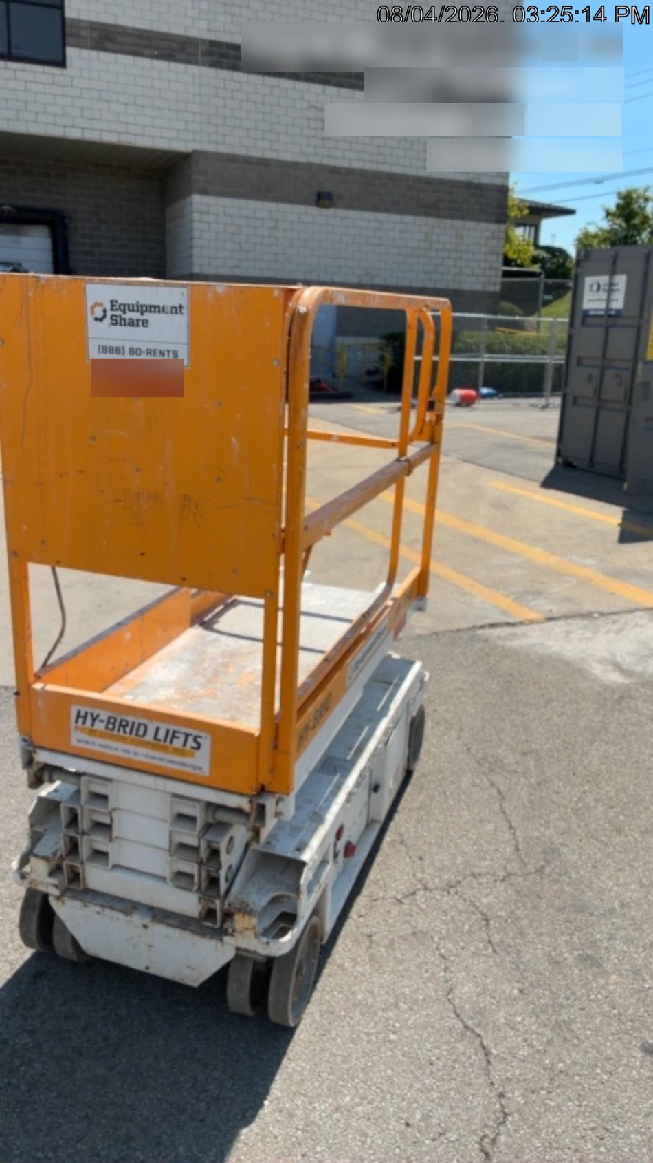 Custom Equipment HB-1430 Hy-Brid Scissor Lift
Platform capacity up to 670 lbs
Working height up to 20 ft
Weighs under 1,700 lbs
Non-marking wheels