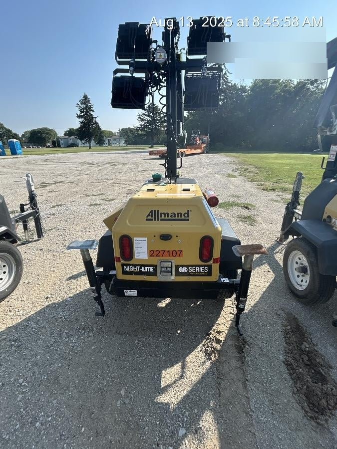 2022 Allmand NLV3GR (4) LED Light Fixture 350W, 23' Vertical Mast, 3kW Prime, Towable, Deep Sea L401, Leveling Jacks, Yanmar T4F 5.8hp