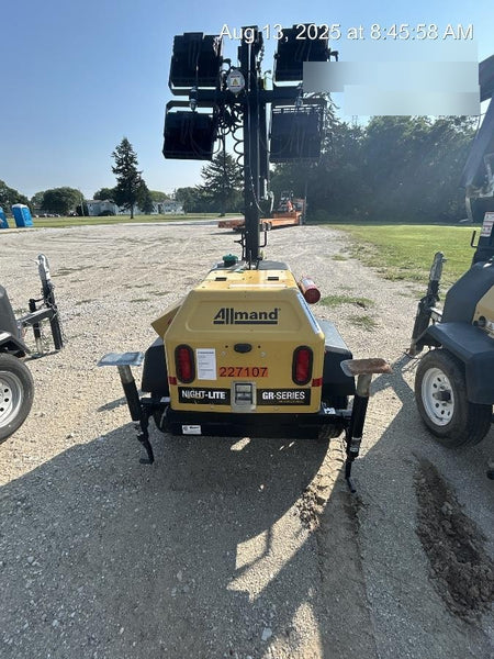2022 Allmand NLV3GR (4) LED Light Fixture 350W, 23' Vertical Mast, 3kW Prime, Towable, Deep Sea L401, Leveling Jacks, Yanmar T4F 5.8hp