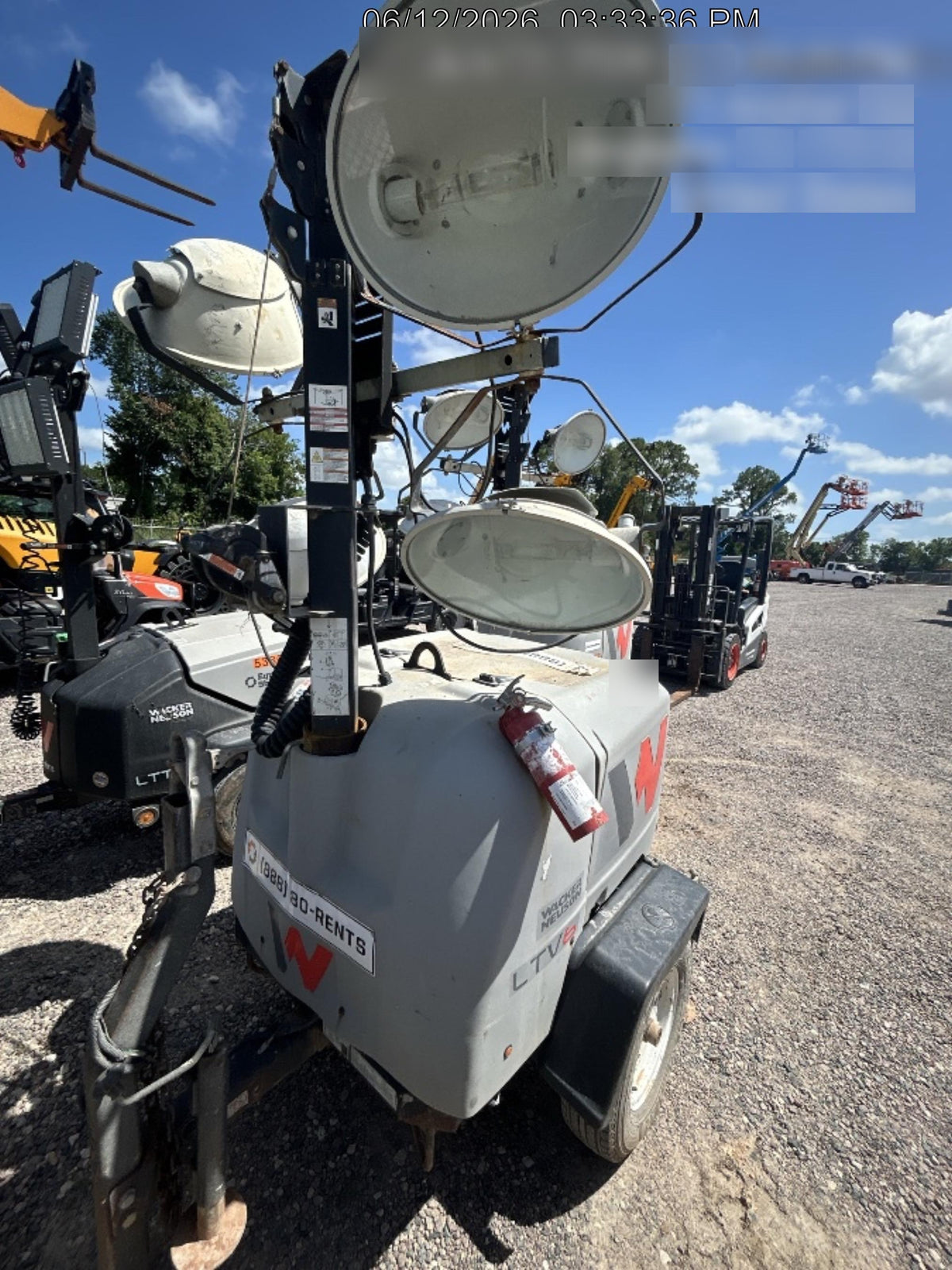 2019 Wacker Neuson LTV6L-MH Wacker Neuson LTV6L Mobile Light Tower w/Fuel Level Sensor Installed