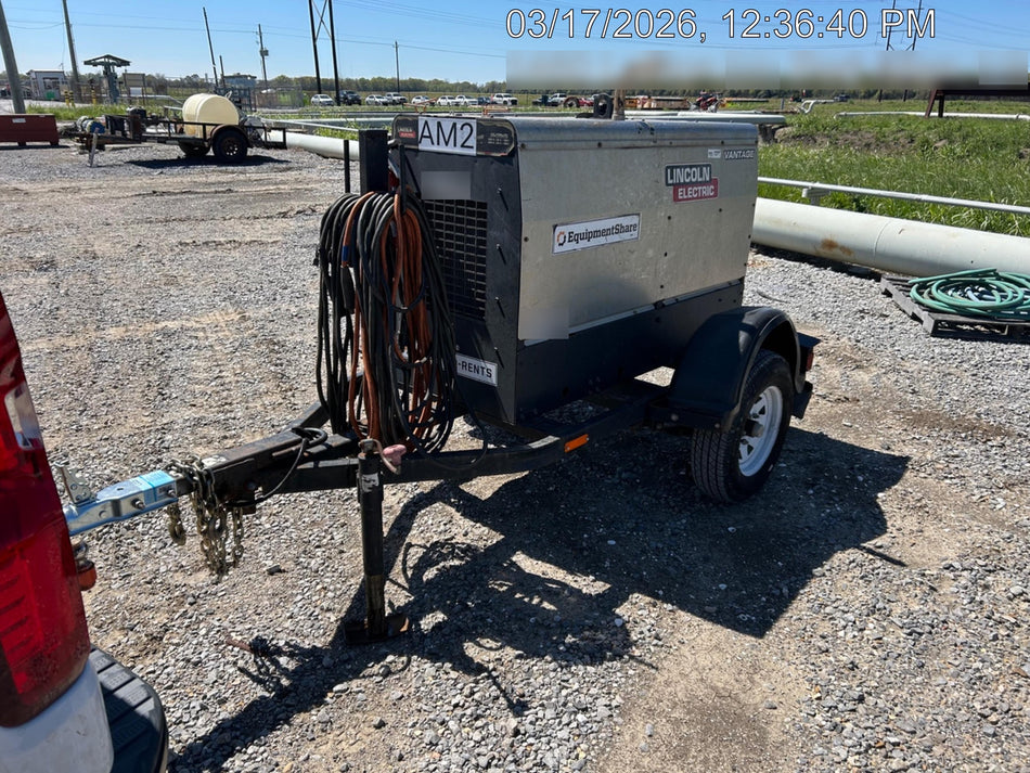 2019 Lincoln Electric Vantage 322 Welder Ready-Pak 3, Two wheel trailer, Fender and Light kit, Cable Rack