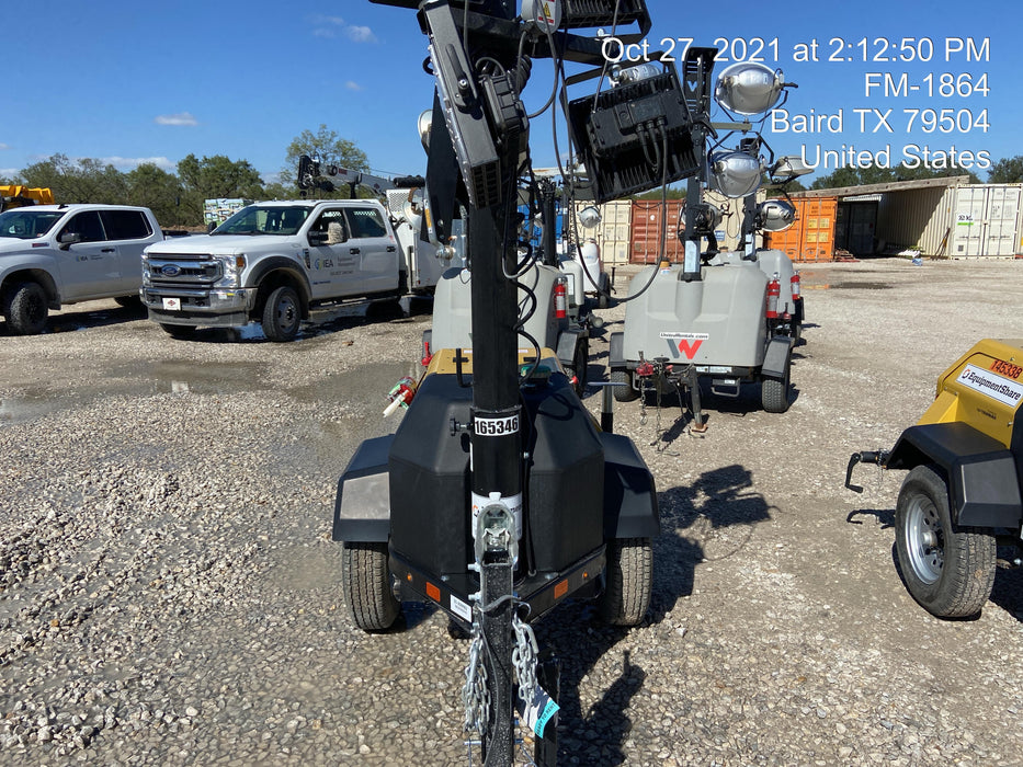 2021 Allmand NLV3GR (4) LED Light Fixture 350W, 23' Vertical Mast, 3kW Prime, Towable, Deep Sea L401, Leveling Jacks, Yanmar T4F 5.8hp