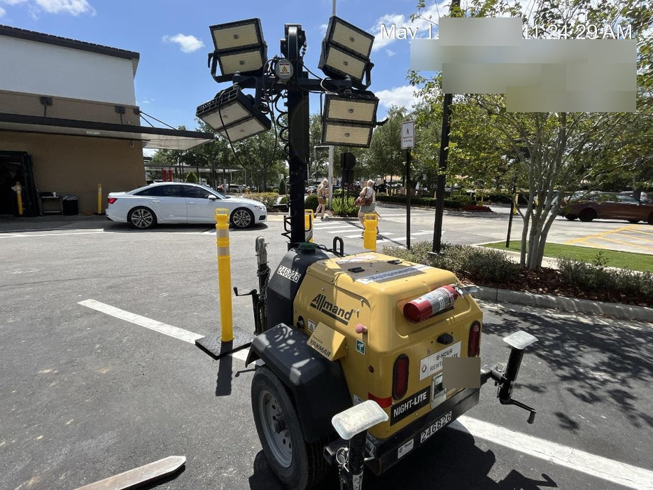 2022 Allmand NLV3GR (4) LED Light Fixture 350W, 23' Vertical Mast, 3kW Prime, Towable, ES Decals, T3