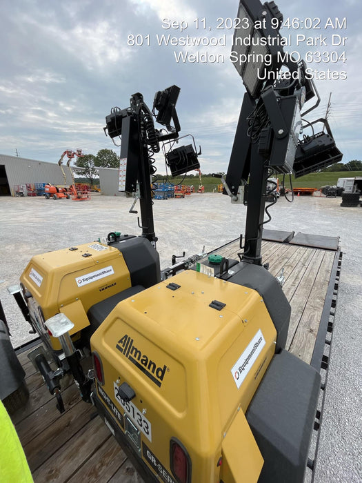 2022 Allmand NLV3GR (4) LED Light Fixture 350W, 23' Vertical Mast, 3kW Prime, Towable, ES Decals, T3