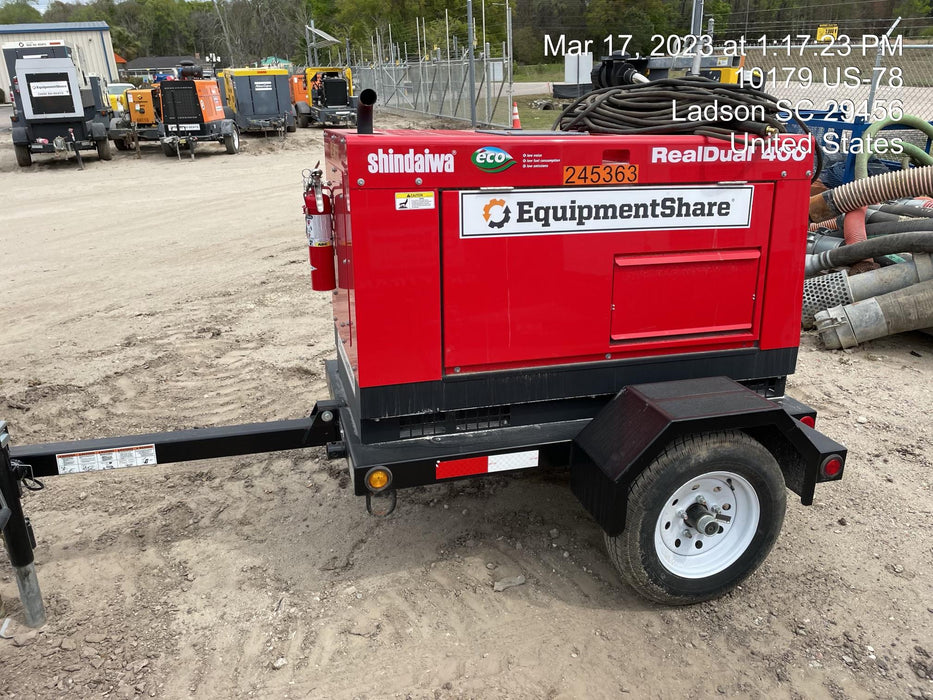 2022 Shindaiwa DGW400MDL Kubota D902 Engine, 23 HP, Dual Op Welder, Wire, Arc, Droop Stick, Tig, and CC Stick Functionality, Simulphase, 3 Phase and 1 Phase Gen Output, Single Axle NB Trlr, Slr Trckl Chrg 12V 12W, Fire Ext
