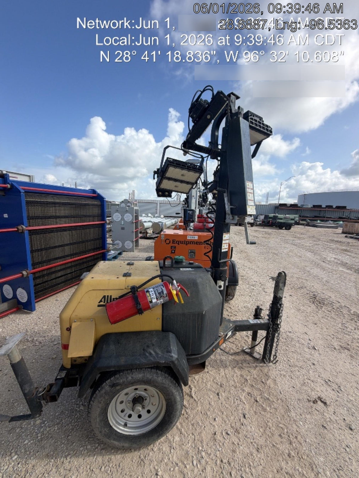 2022 Allmand NLV3GR (4) LED Light Fixture 350W, 23' Vertical Mast, 3kW Prime, Towable, Deep Sea L401, Leveling Jacks, Yanmar T4F 5.8hp