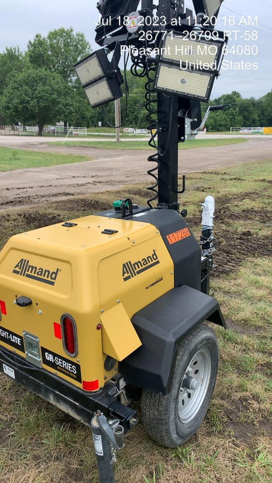 2020 Allmand NLV3GR (4) LED Light Fixture 350W, 23' Vertical Mast, 3kW Prime, Towable, Deep Sea L401, Leveling Jacks, Yanmar T4F 5.8hp