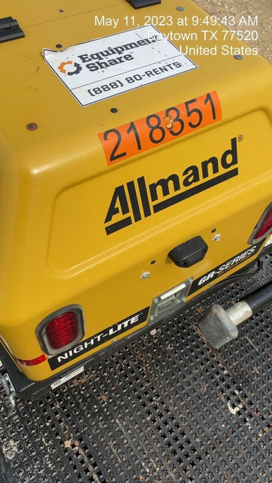 2022 Allmand NLV3GR (4) LED Light Fixture 350W, 23' Vertical Mast, 3kW Prime, Towable, Deep Sea L401, Leveling Jacks, Yanmar T4F 5.8hp